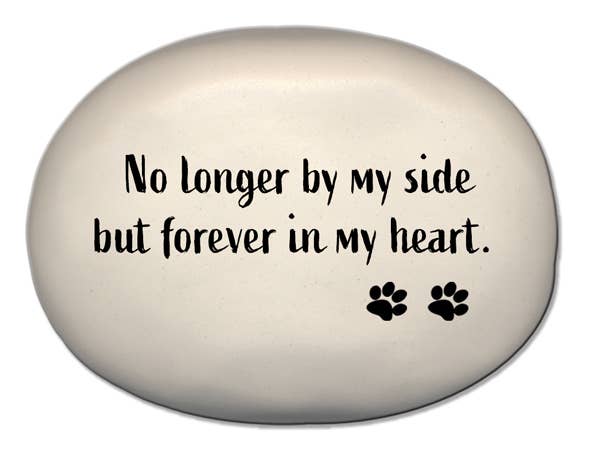 August Ceramics - Wholesale Pet Urn/Keepsake Box - Memorial Pet Rock "No longer by my side but forever in my he1