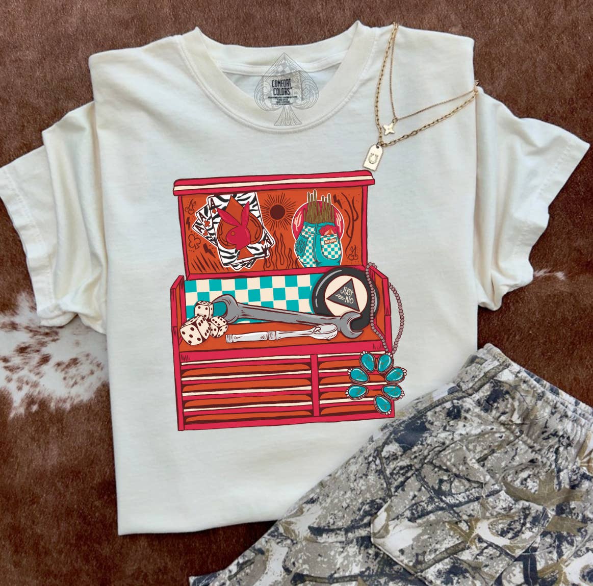 The Branded Blue Roan - Wholesale T-Shirt (Graphic) - Women's - Cowgirl Toolbox - Cream Graphic Tee (comfort colors)0