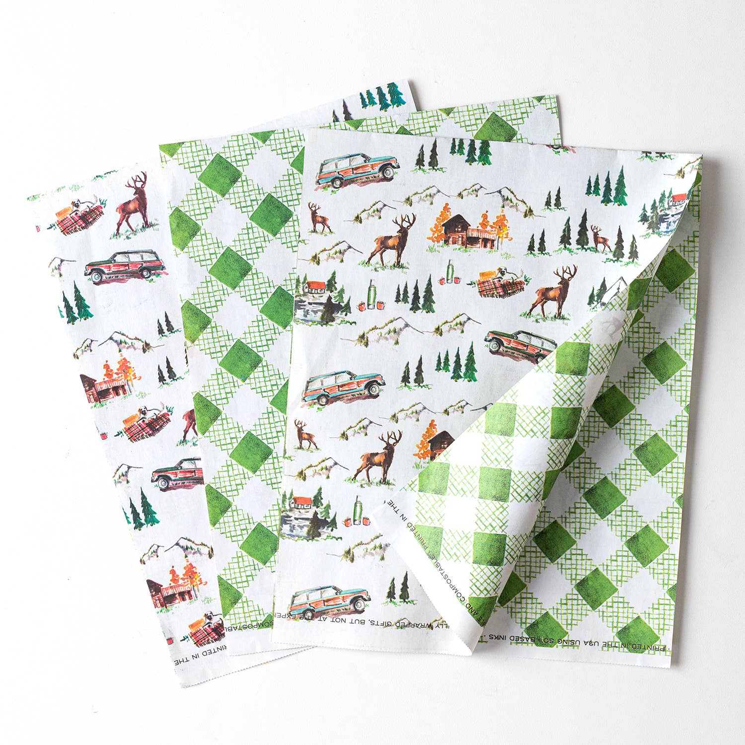 Antiquaria - Wholesale Flat Wrap - Mountain Cabin Eco Gift Wrap, Pack of 3 Sheets2