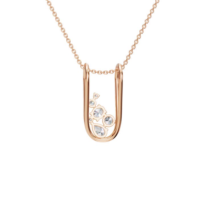 PureYou Jewelry - Wholesale Pendant/Charm Necklace - 14K Gold Diamond Cluster Necklace, Natural Diamond Necklace10