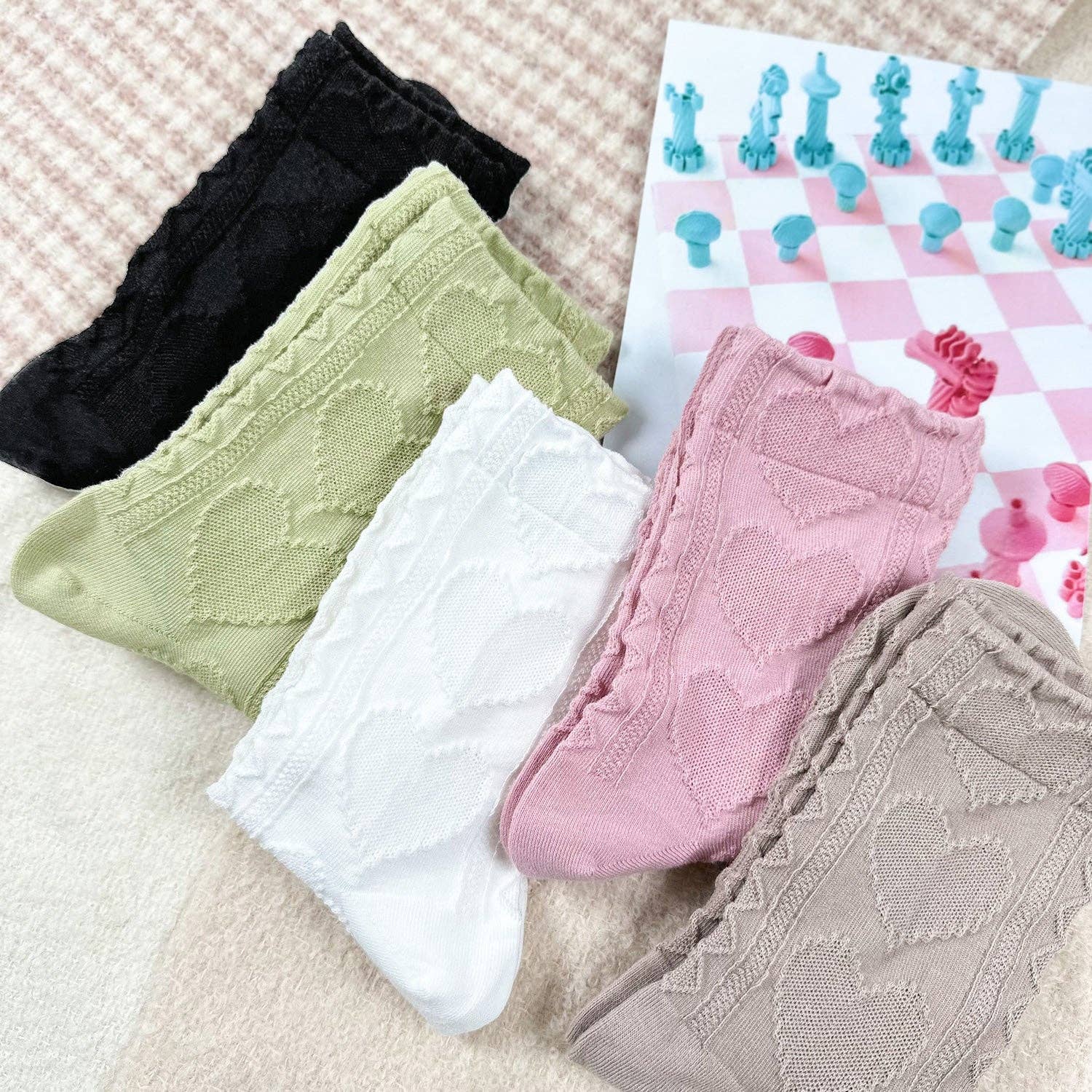 7DAYSSOCKS - Vente Chaussettes – femme - Chaussettes Crew Heart Twist pour femmes7