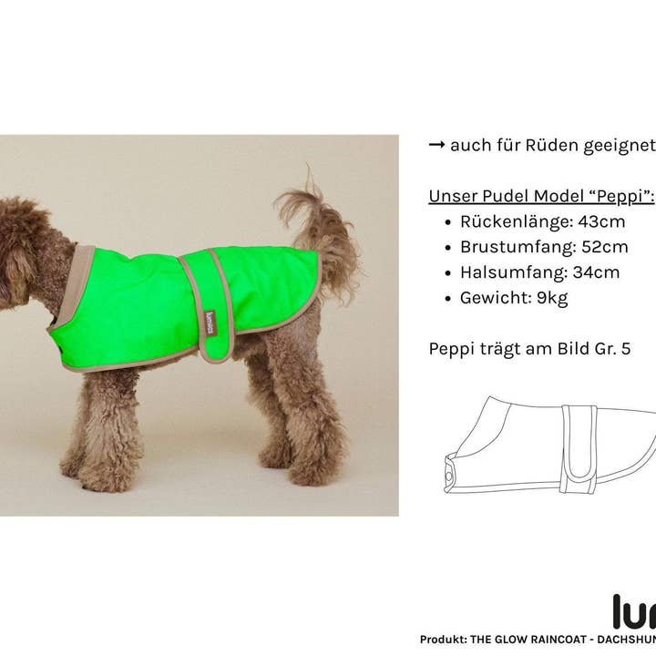 Neongele Vuurvlieg DE GLOW REGENJAS mini-fit – Hondenjas voor kleine hondenrassen en teckels in neongeel voor groothandel op Faire6