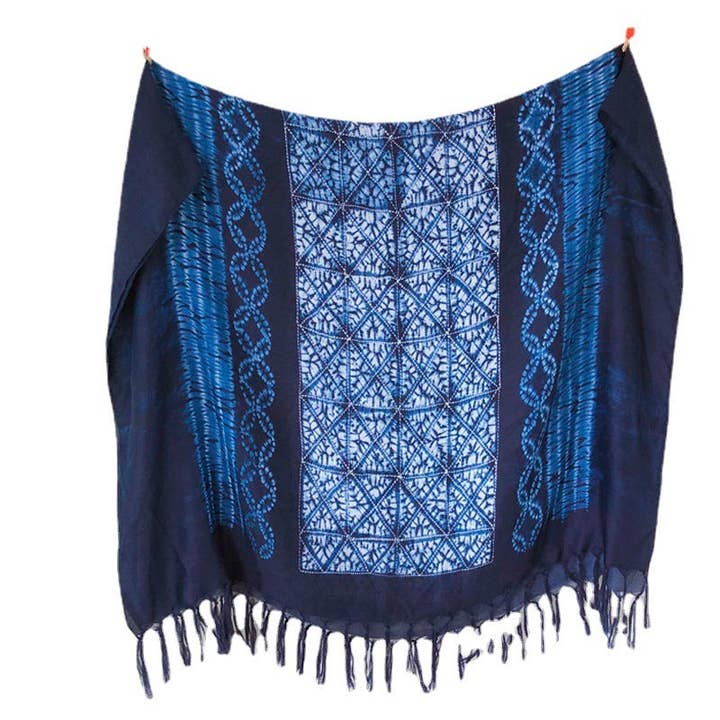 Four Seasons Ethnic Style Tie-Dyed Scarf, Hand-Knotted Tassel Shawl, Travel Decoration Scarf, Lightweight Gauze Kerchief for wholesale by SueSilkHK