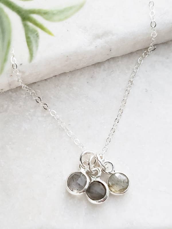 Collier Trio de pierres précieuses en argent - Labradorite pour la vente par Sosie Designs