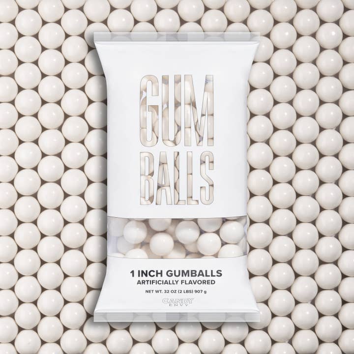 White 1 inch Round Gumballs for wholesale by Candy Envy