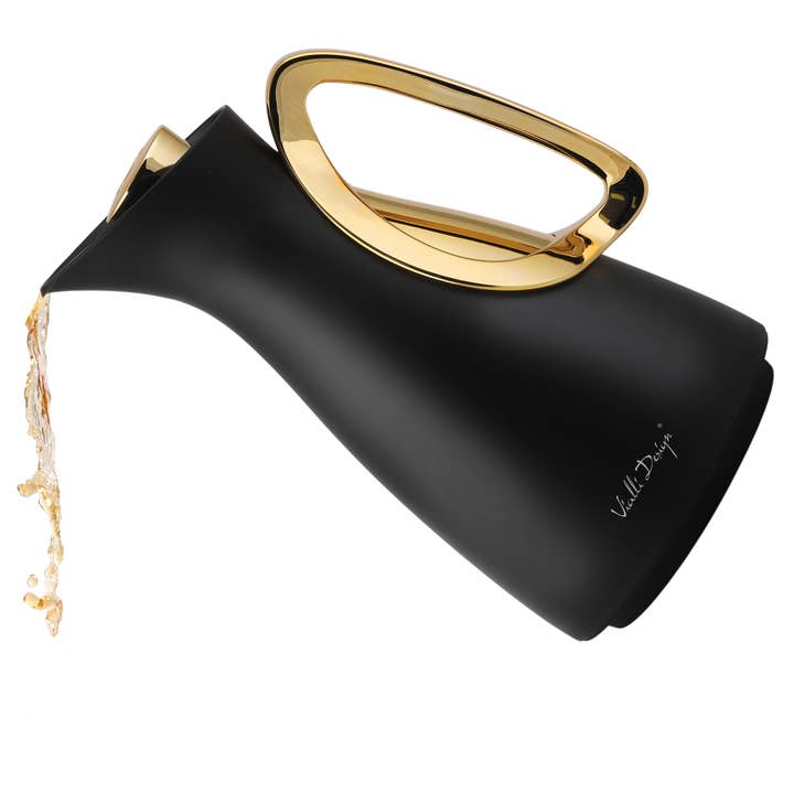 Thermos con interno in vetro 1l nero e oro ALESSIA 29200 per la vendita all'ingrosso da parte di Kulig Sp. z o.o.