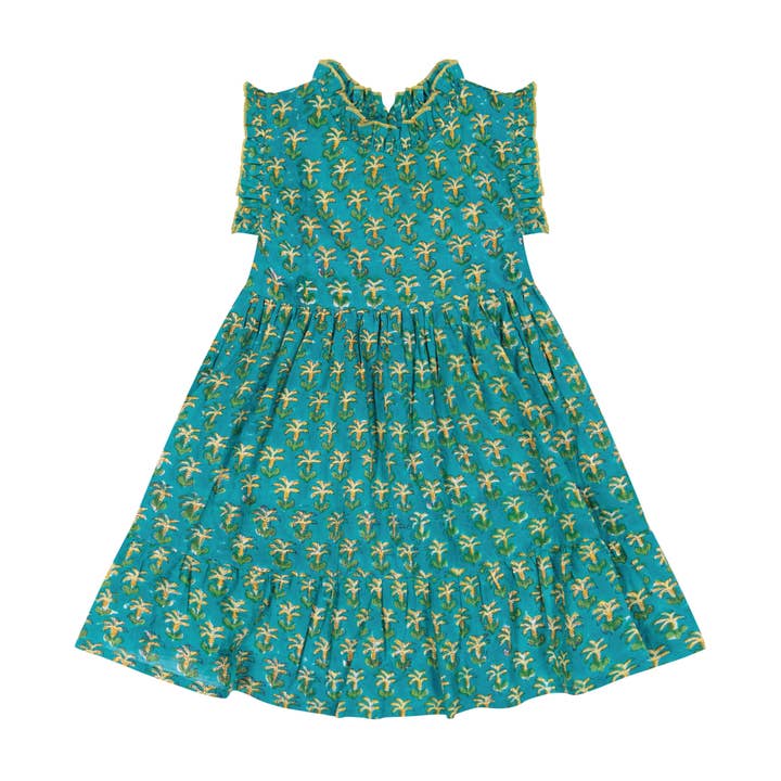 Ondine Ruffle Dress Green Palm for wholesale by Mer St. Barth