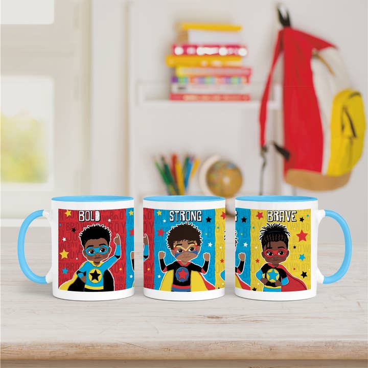 Melanin Boy Magic Mug | Superhero Gift for Boys | Unique Birthday & Christmas Gift | Fefus Designs for wholesale by Fefus Designs