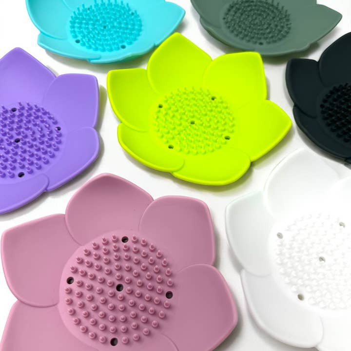 Relax Away Essentials - Wholesale Bath Soap Dish - Shower Steamer Tray - Lotus Shape - Flexible Silicone