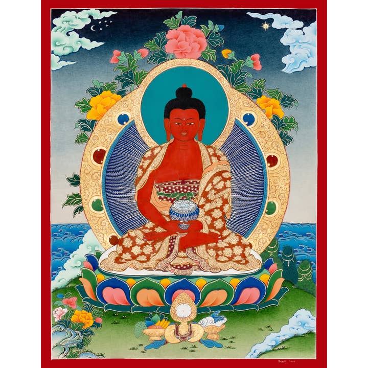 Méditation Amitabha Bouddha Thangka–L'Essence de l'Éveil pour la vente par Boudha Stupa Thanka Centre
