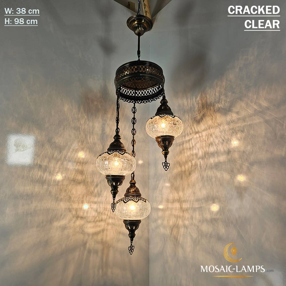 Mosaic Lamps - Wholesale Chandelier/Hanging Light - 3-Globe Ottoman Spiral Chandelier, Moroccan Turkish Style6