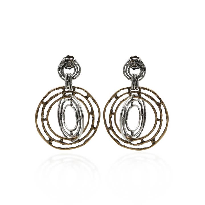 Mandile Gioielli - Wholesale Dangle Earrings - 925 silver and bronze circle pendant earrings (ORA065)