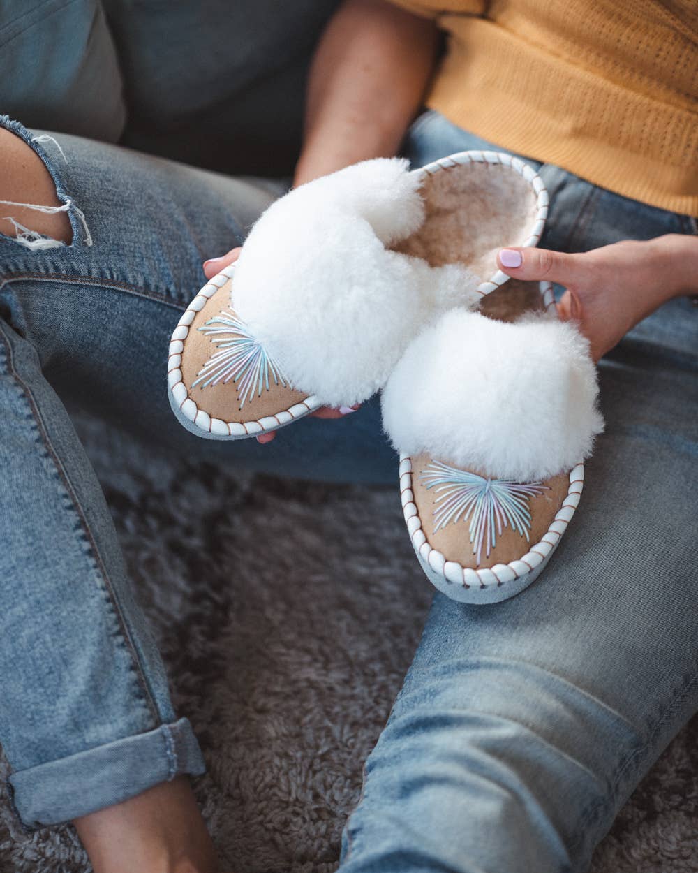 Sheepers – wholesale Tofflor - Dam – Elsa tofflor från Sheepers med fårskinnskant6