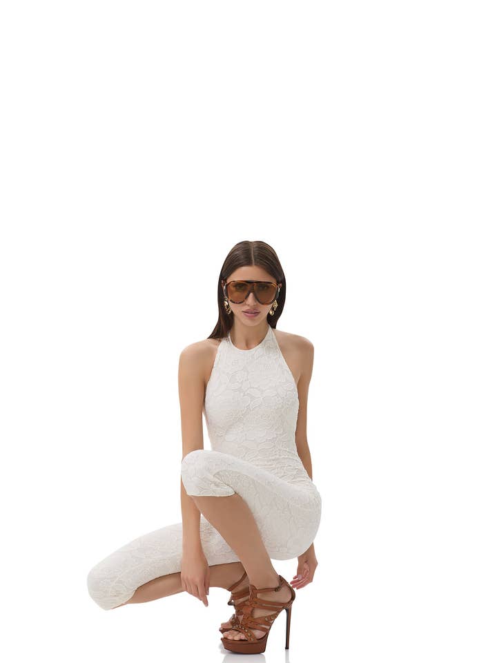 Lucia Crochet Lace Catsuit - Gardenia for wholesale by AFRM