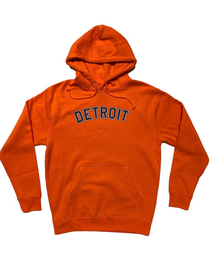 Ink Detroit - Orange & Navy print on Bright Orange Hoodie for wholesale by Ink Detroit