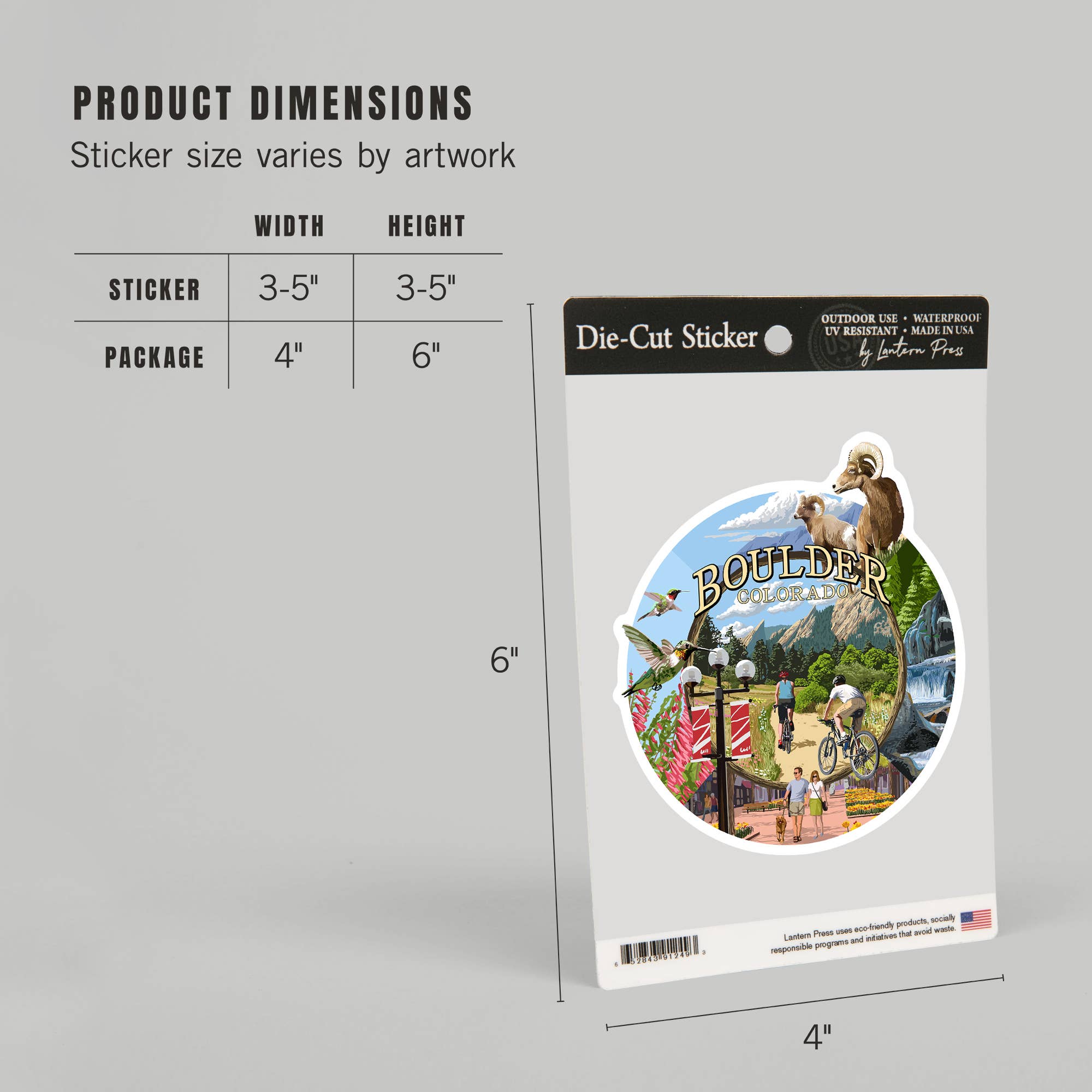 Lantern Press - Wholesale Sticker - STICKERS Boulder, Colorado, Montage Views4