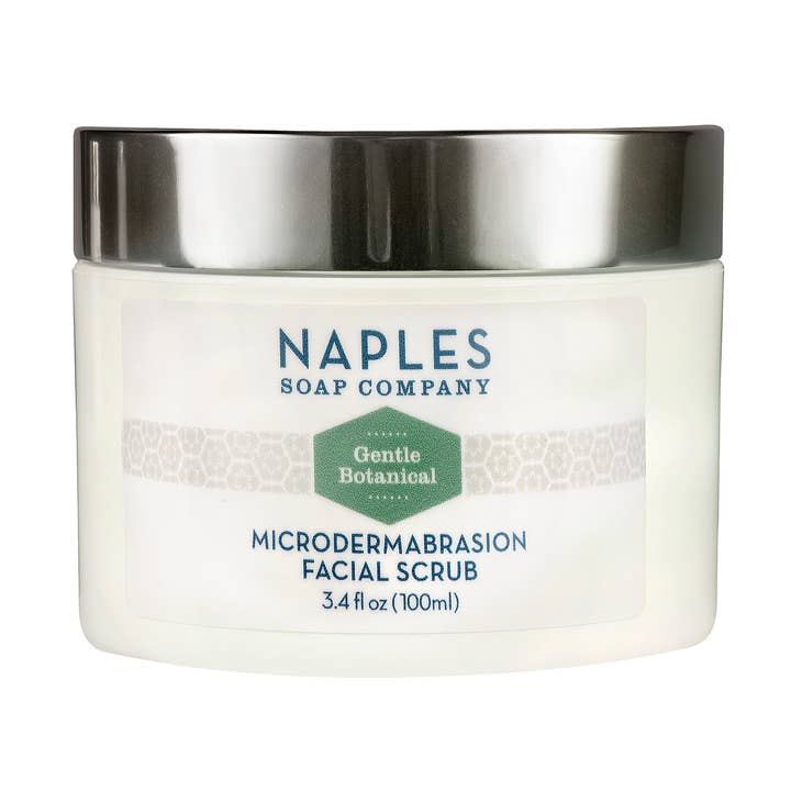 Gentle Botanical Microdermabrasion Facial Scrub Jar 3.4 oz for wholesale by Naples Soap Company | Clean Beauty, Natural Bath & Body