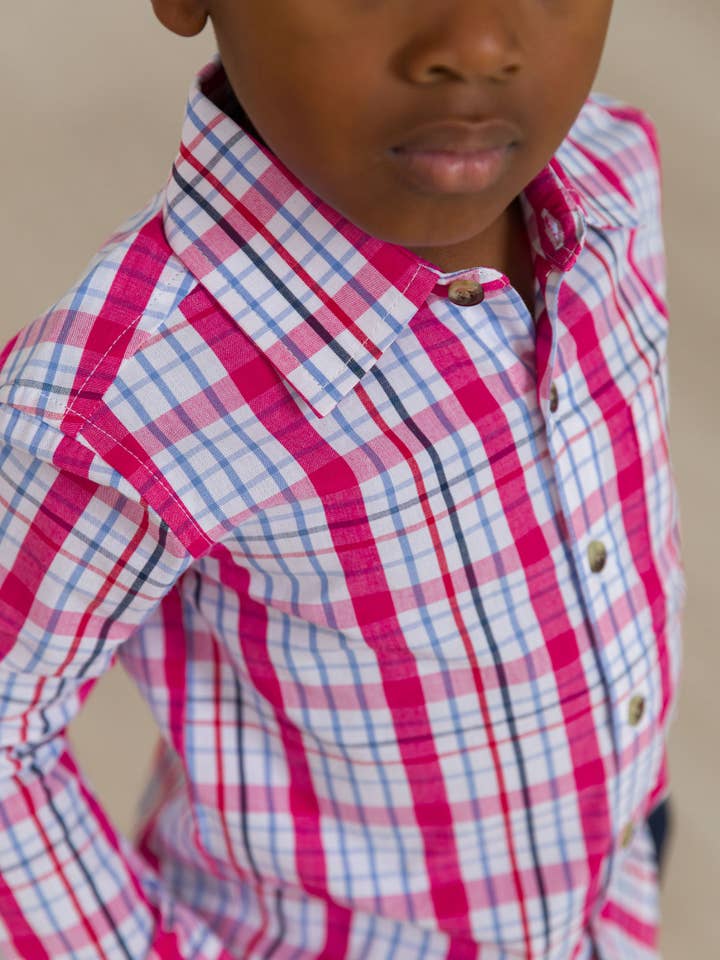 RuffleButts + RuggedButts - Vendita all'ingrosso Camicia button down - Bambini - Camicia a quadri a maniche lunghe con bottoni per ragazzi Adley3