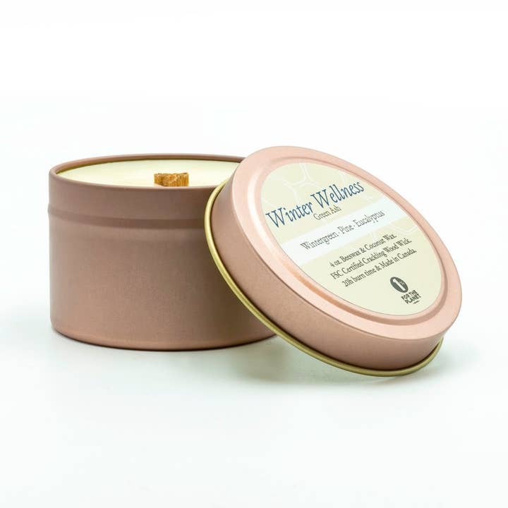 Boîte de voyage en étain rose doré de 4 oz - Bien-être hivernal pour la vente par Green Ash Decor
