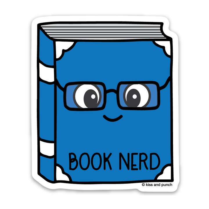 3 Inch Cute Book Nerd Deco Diecut Vinyl Sticker for wholesale by Kiss and Punch