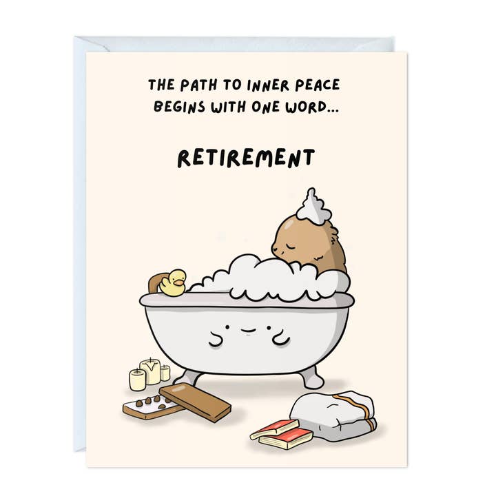 Retirement Sarcastic Greeting Card (One Word... Retirement) for wholesale by ALY LOU®