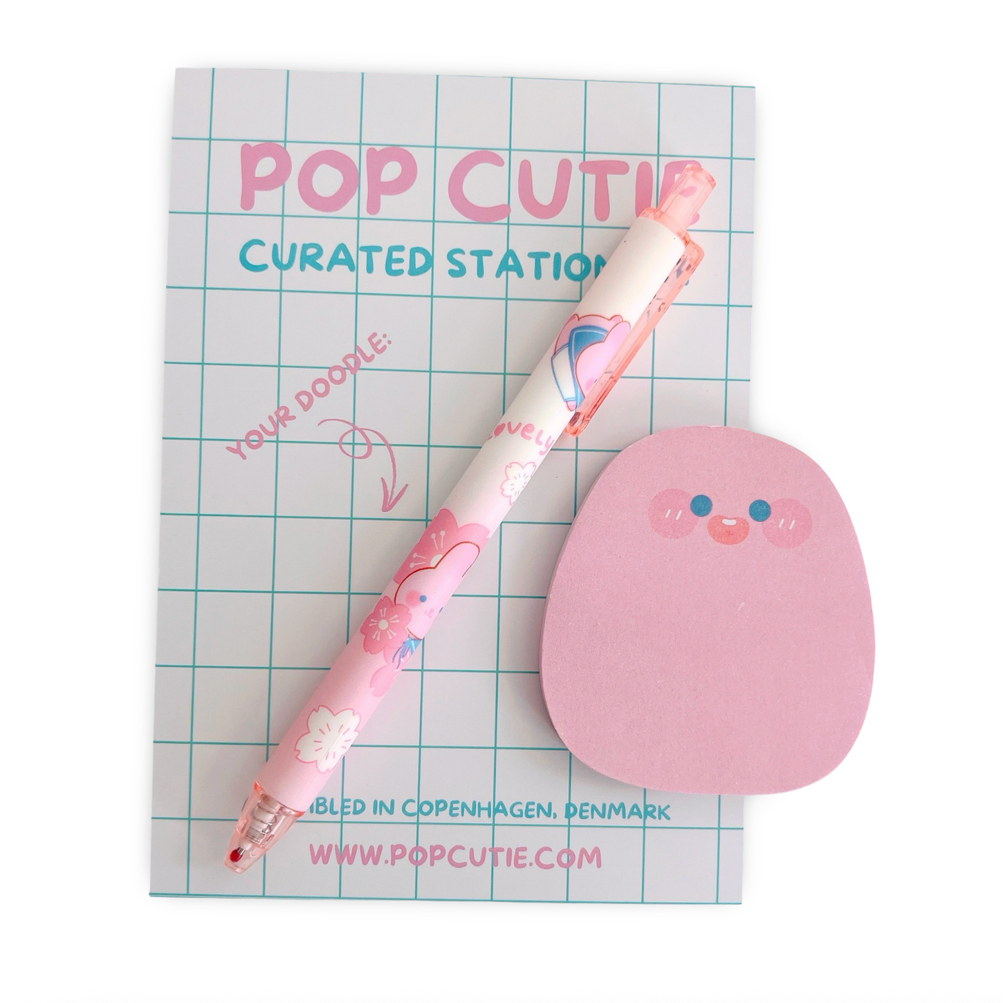 Pop Cutie Accessories & Gifts - Wholesale Stationery/Notecard Set - Small Pink Dot Stationery Set - Memo Pen - Stocking Stuffers1