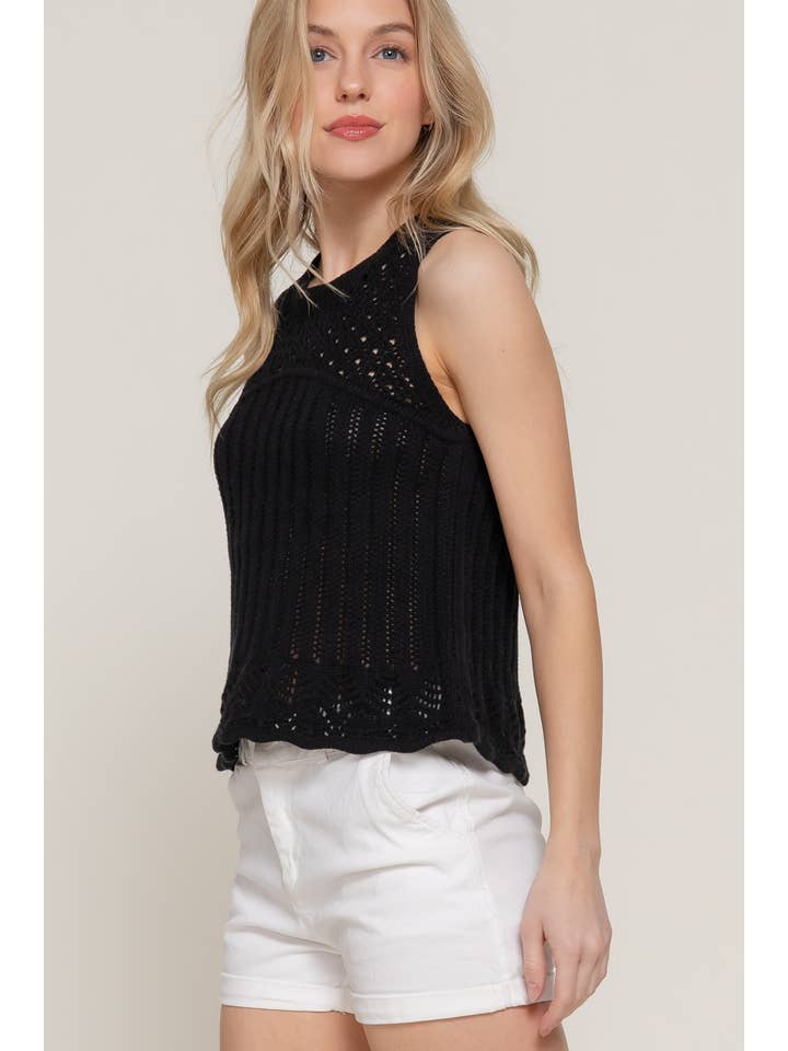 Active Basic | Active USA - Wholesale Tank top – Women′s - Sleeveless Round Neck Crochet Spring Sweater2