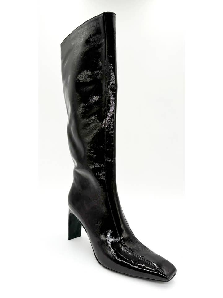 Mishel Black Tall Leather Patent Holiday Boot for wholesale on Faire