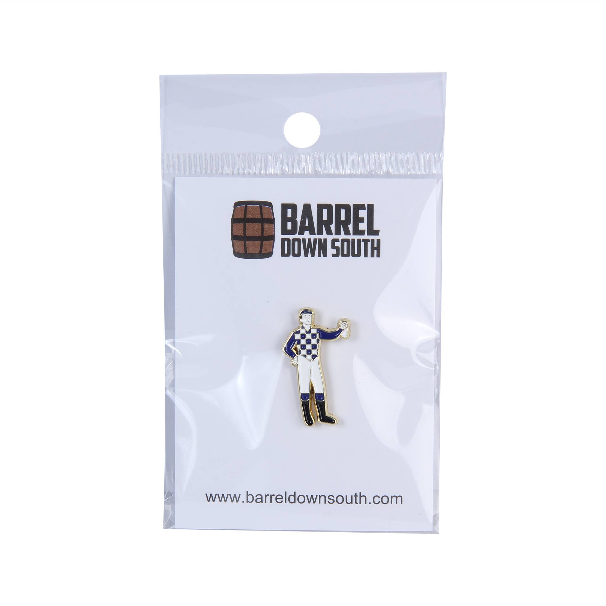 Barrel Down South - Wholesale Lapel Pin/Button - Standing Jockey Horse Racing Lapel Pin1