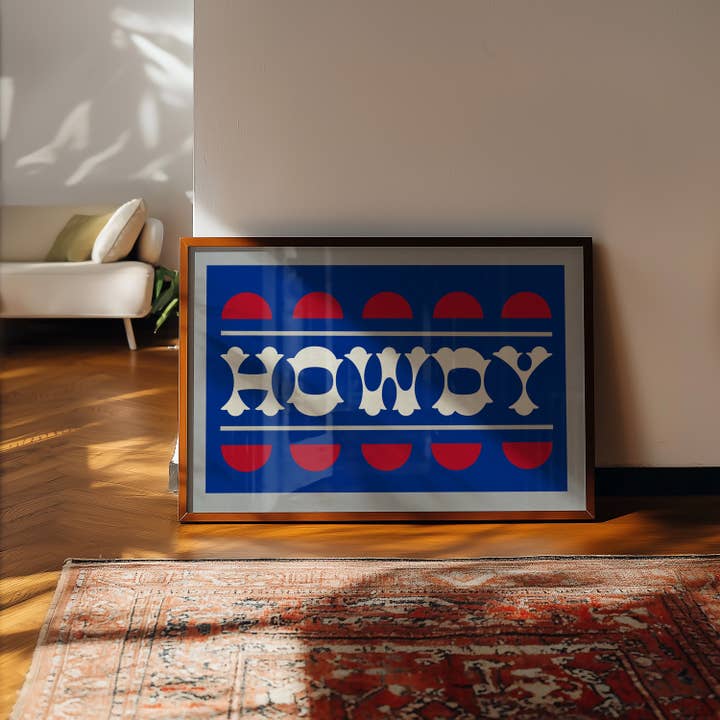 Tejas Country Club - Wholesale Art Print - Blue and Red Howdy Home Decor Art Print