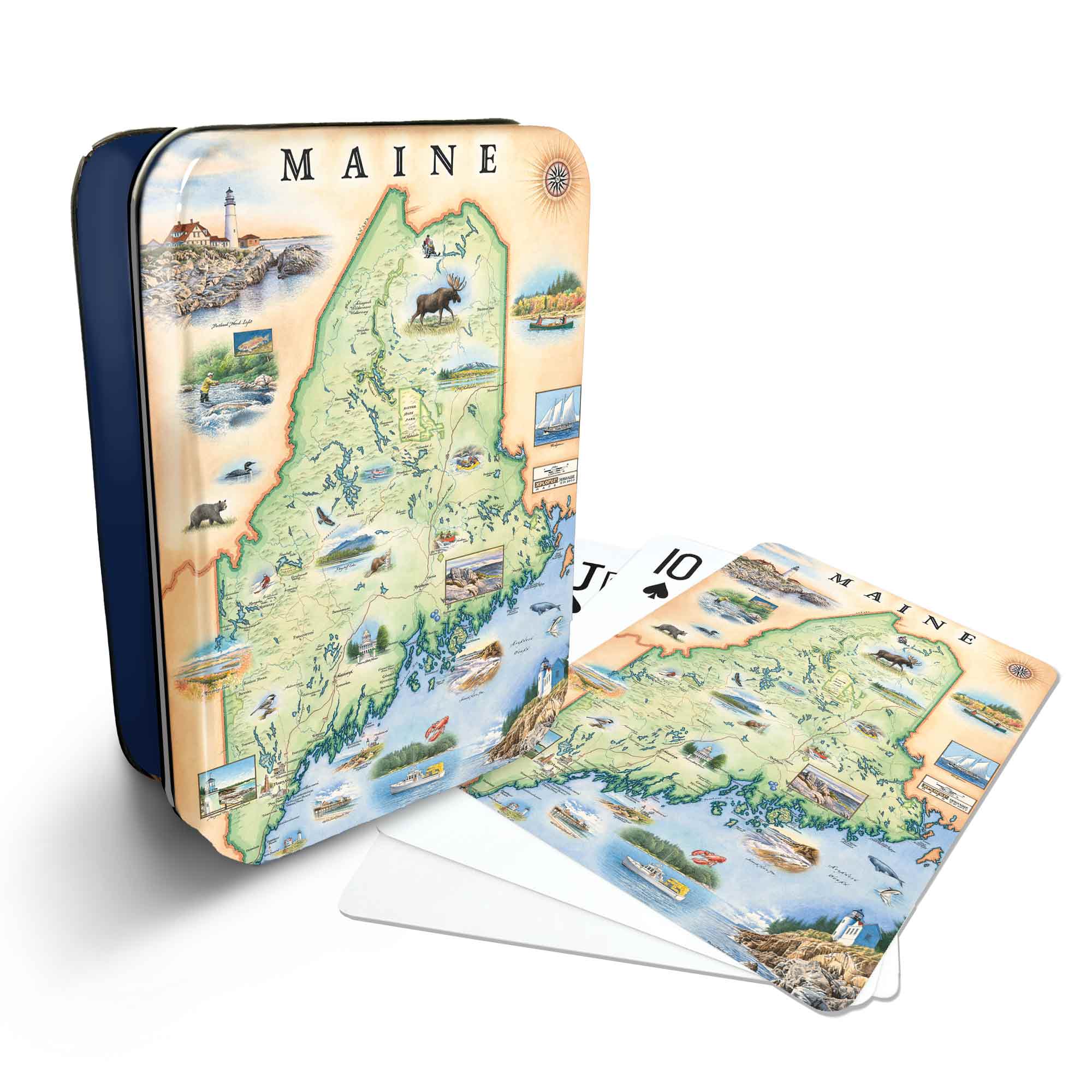 XPLORER MAPS – wholesale Playing cards – Maine State Map Playing Cards 0