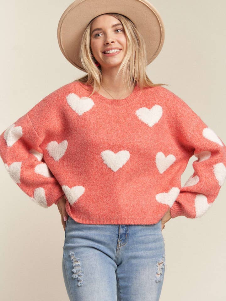 MAGLIONE CON CUORE ADORABILE - LESW2625 per la vendita all'ingrosso da parte di Madelyn
