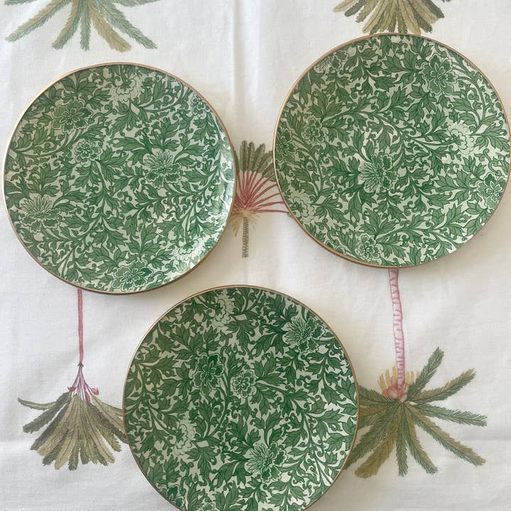 Biccara - Wholesale Decorative Tray - Green Flowers Round Glass Plates – Decoupage Collection4