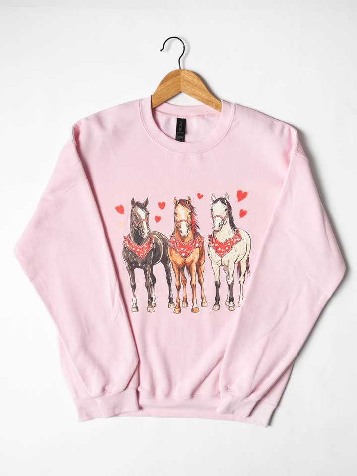 Western Valentines Horse Graphic Women's Crewneck for wholesale by American Farm Company