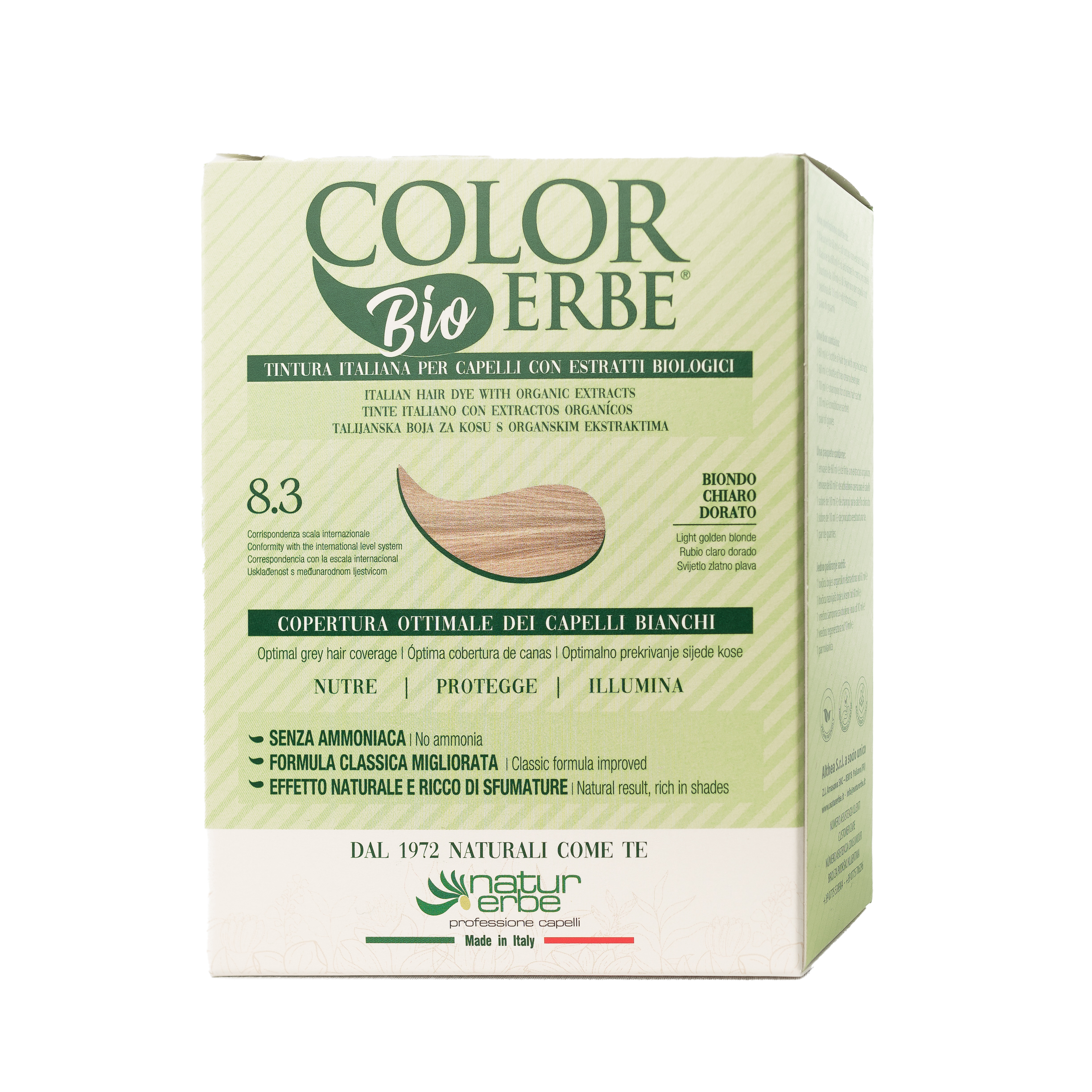 COLOR ERBE - Wholesale Hair Dye - Light Golden Blonde Herbal Color Dye (8.3) - Made in Italy4
