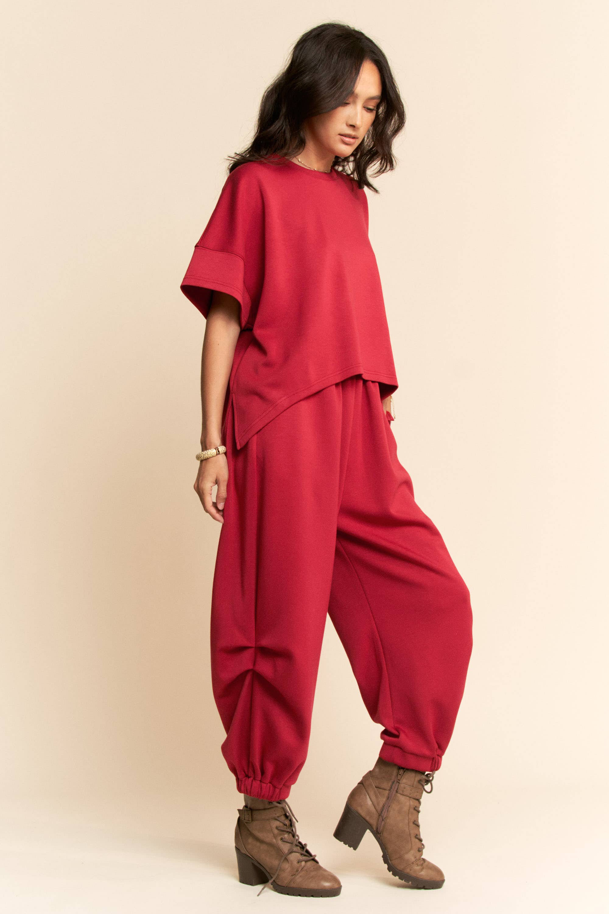 Davi & Dani - Wholesale Top & Pant Set (NOT Loungewear) - Women's - SOLID FLOWY TOP WITH ELASTIC WAIST BAND PANTS SET9