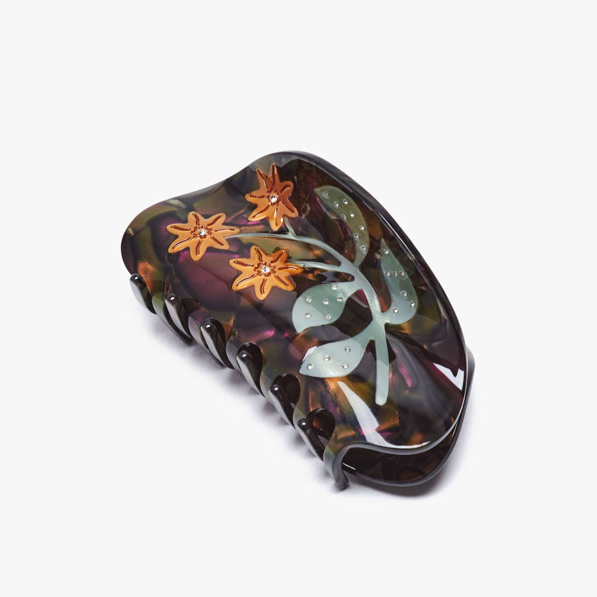 WINONA IRENE - Wholesale Hair Clip - Women's - Lady's Mantle Flower Hair Claw in Purple and Gold Acetate