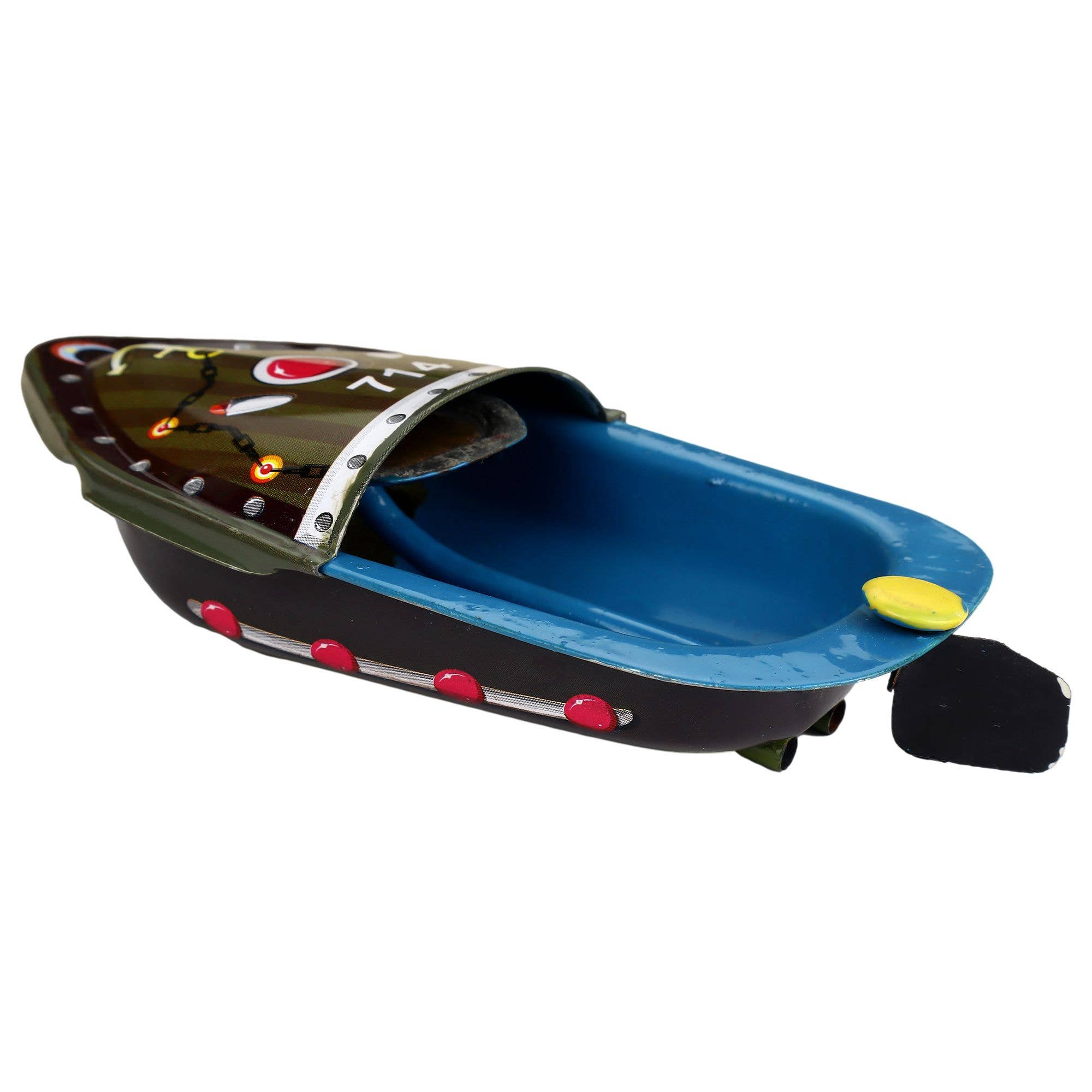 Tribal Trade GmbH – wholesale Decorative figurine – Tin Toy Candle Boat Pop Pop Boat Mini Litho Green3