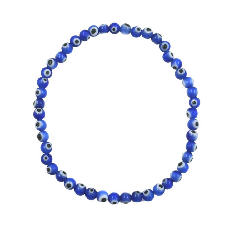 Earths Elements Wholesale - Wholesale Beaded Bracelet - Bracelet - 4mm Dark Blue Evil Eye, pack of 5