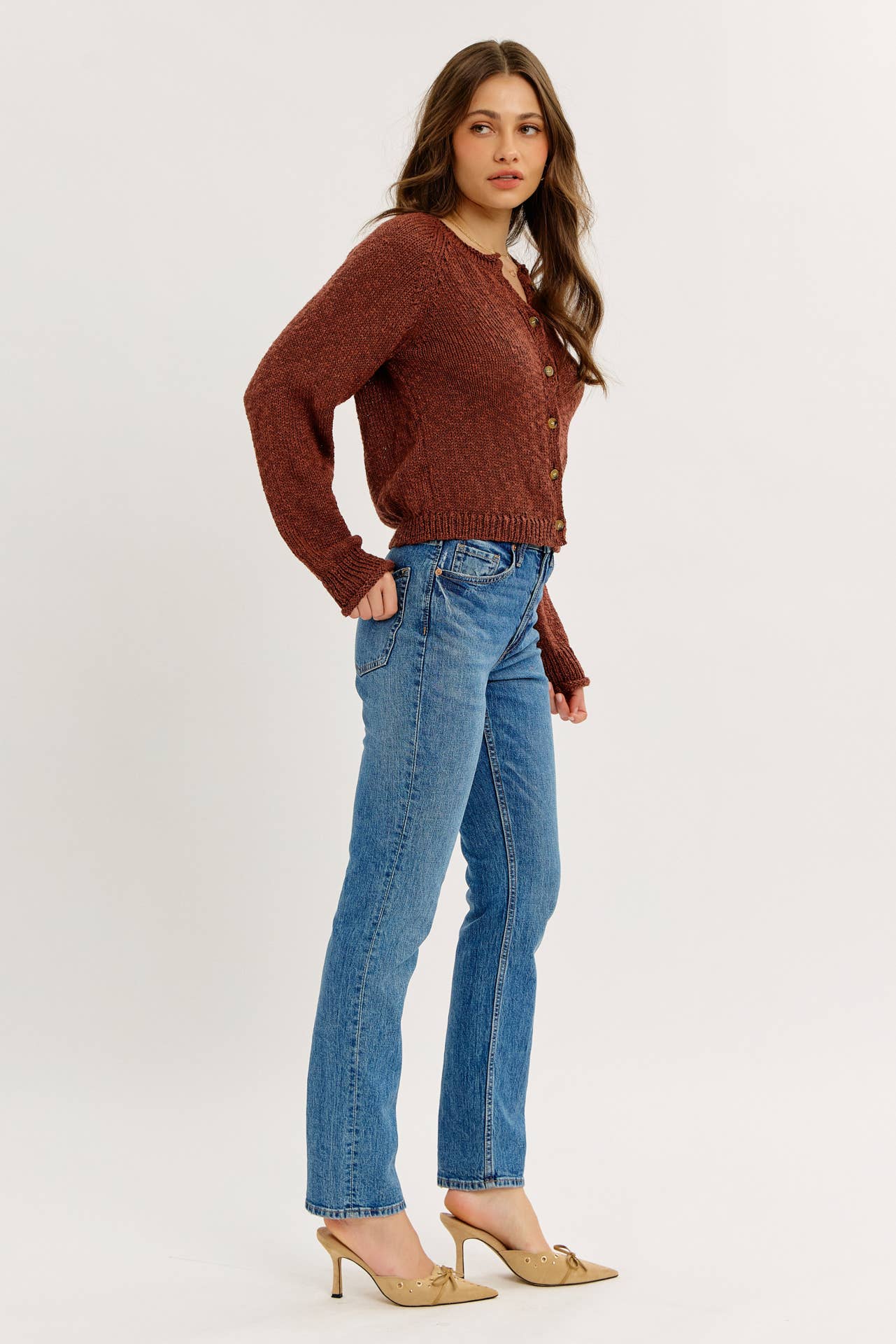 idem ditto – Engroshandel Cardigan - Dame – LETSTRUKTURERET CARDIGAN MED KNAPPER19