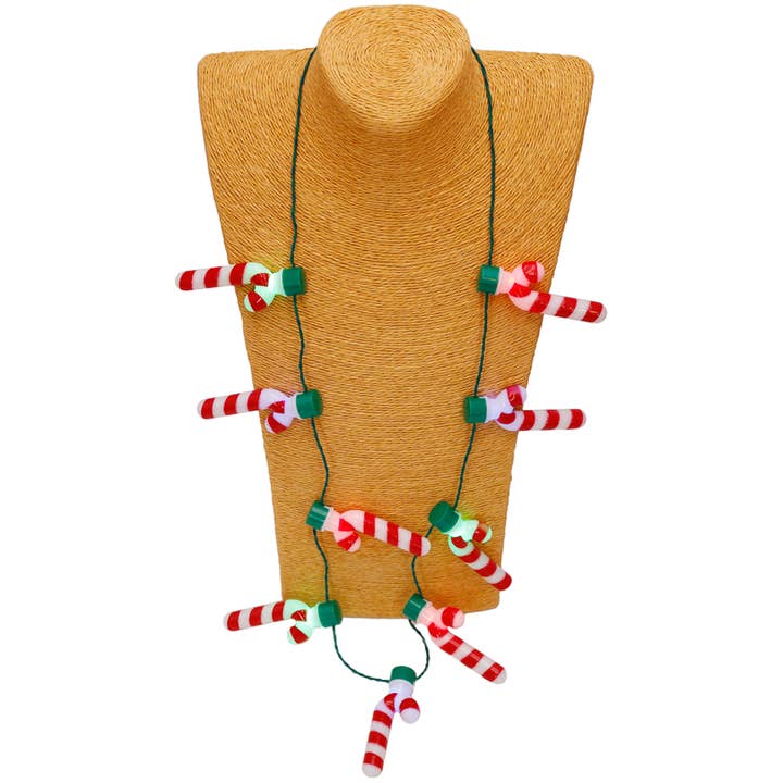 Cap Zone - Wholesale Light-Up Toy - Kids & Baby - Candy Cane Flashing String Light Necklace