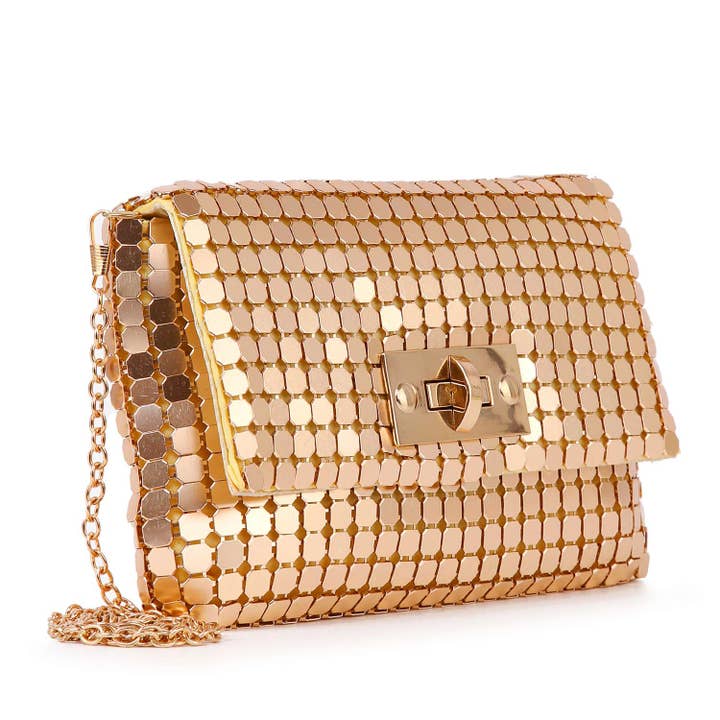 Handbag Express - Wholesale Clutch Bag - Women's - Metal Mesh Front Flap Evening Bag