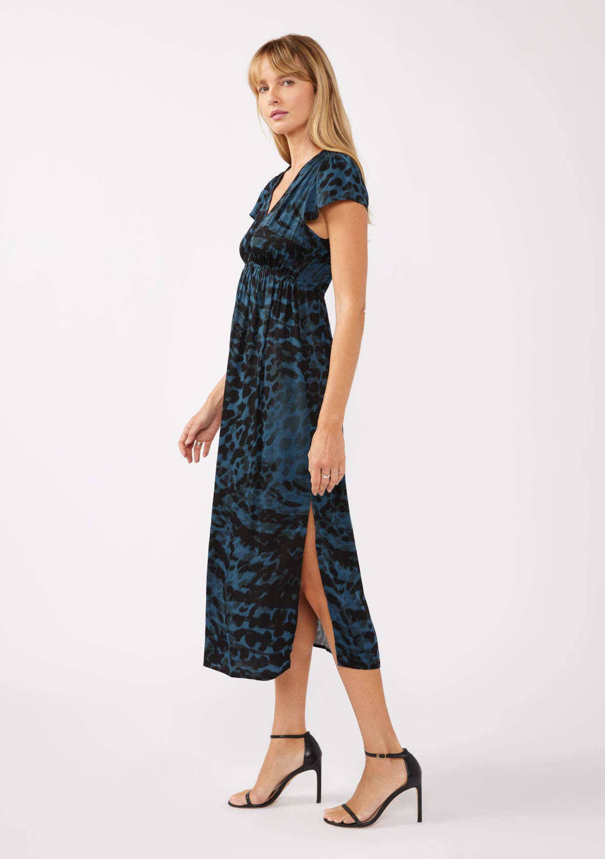 Midnight Black Short Sleeve Animal Print Maxi Dress for wholesale on Faire1
