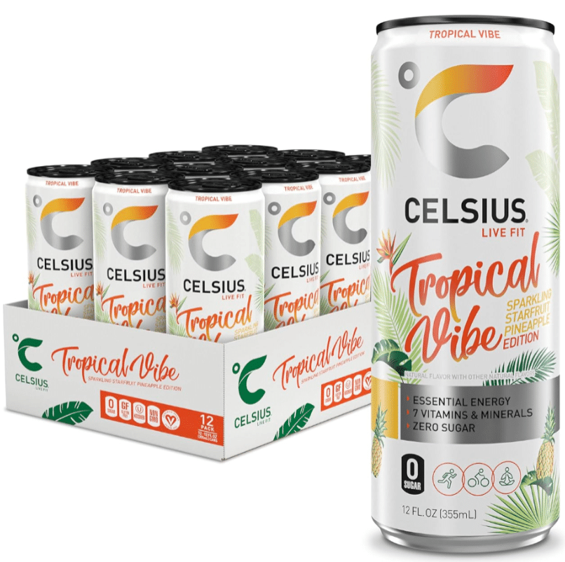 L&F Universal Goods - Vendita all'ingrosso Bevande isotoniche/energetiche - Celsius Bevanda Energetica Frizzante Tropical Vibe 12 Pz 355 ml0