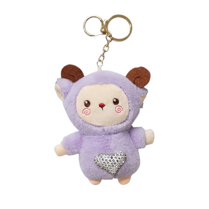 Rhinestone Sheep Plush Key Chain KC3305-18 (12PC) for wholesale by TAPA fashion