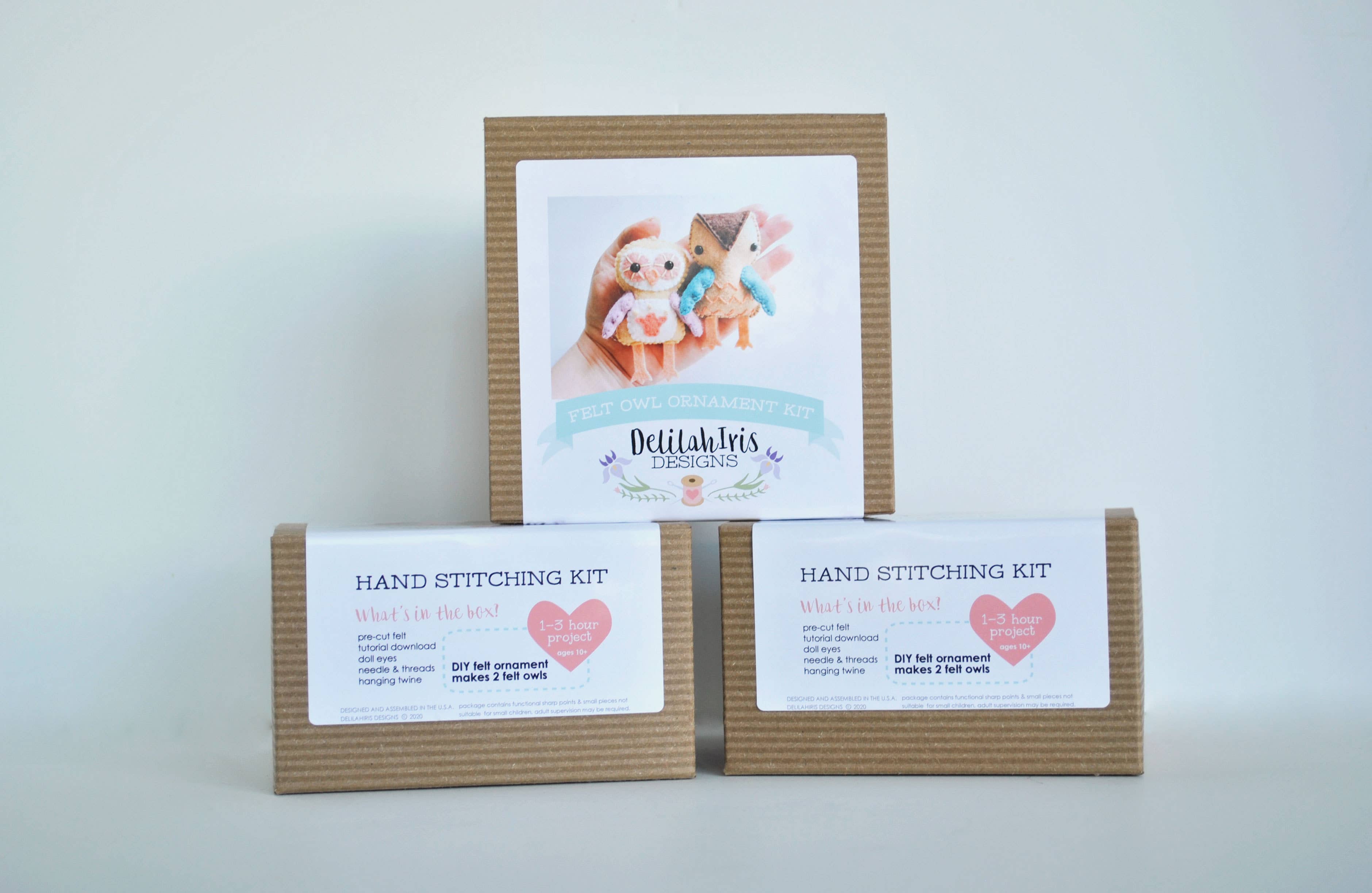 DelilahIris Designs - Wholesale DIY Craft Kit - DIY Craft Kit - Owl Felt Ornament Craft Sewing Kit Cute Gift1