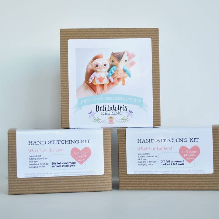 DelilahIris Designs - Wholesale DIY Craft Kit - DIY Craft Kit - Owl Felt Ornament Craft Sewing Kit Cute Gift1