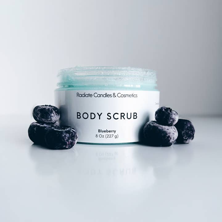 Blueberry Body Scrub for wholesale by Radiate Candles & Cosmetics