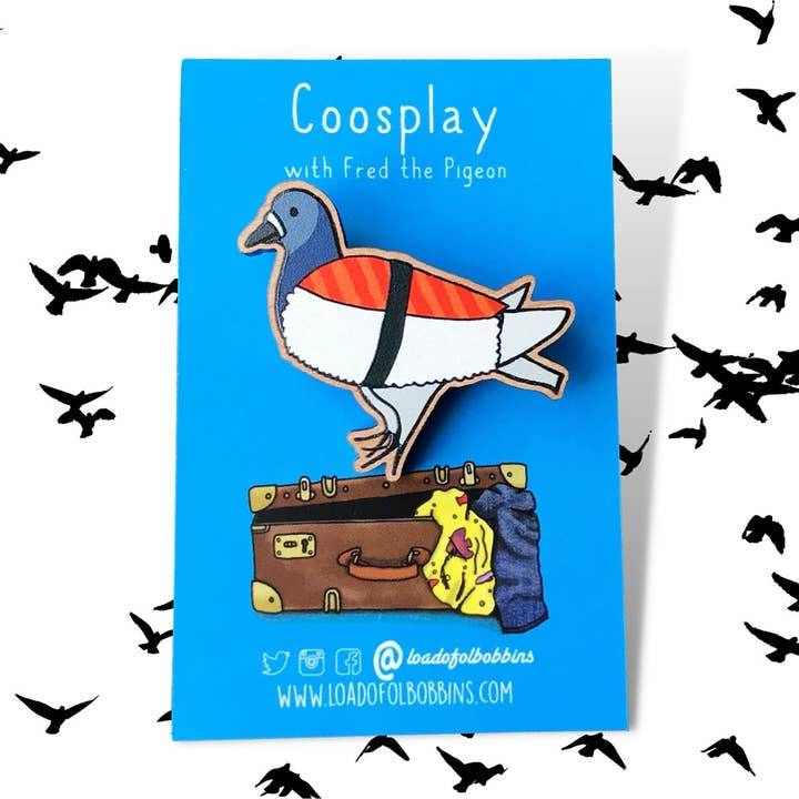 Sushi Pigeon Coosplay Lapel Pin for wholesale by Loadofolbobbins