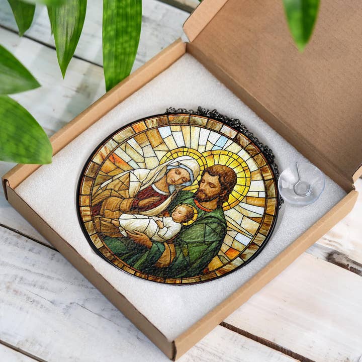 TMLECOM LTD - Wholesale Suncatcher - Holy Family Stained Glass Suncatcher, Divine Love Decor1